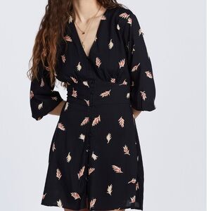 Billabong Women's "Love Potion" Dress in black, button front elastic back Med